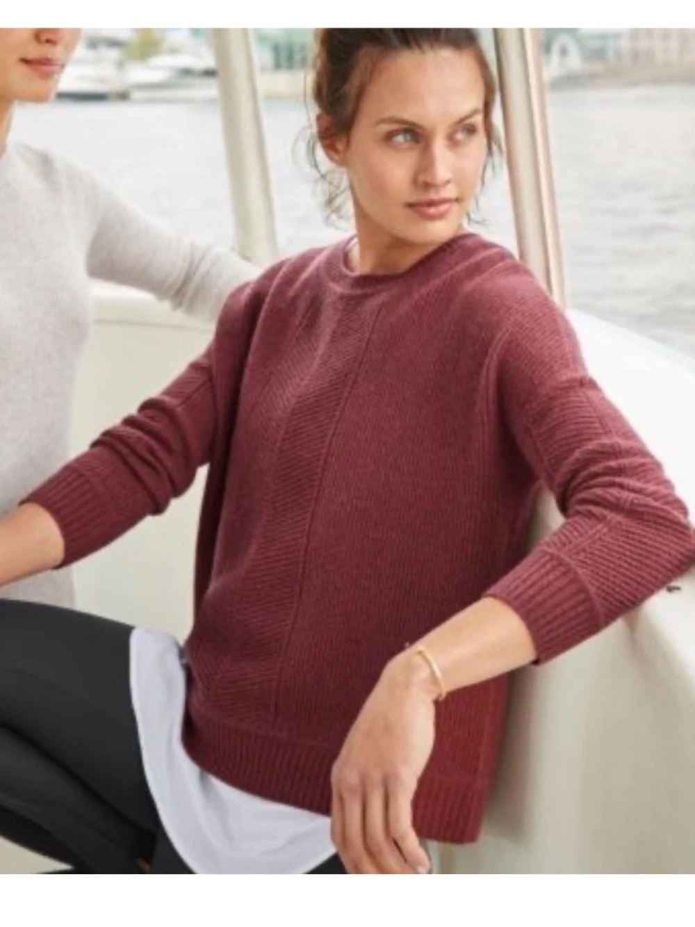 Athleta Habitat Wool Cashmere Sweater Size S Rose Brick Relaxed Fit